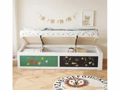 Cama infantil de madera con almacenaje - 90 x 200 cm - con almacenaje hidráulico y estante para escribir - madera -^Merax