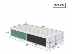 Cama infantil de madera con almacenaje - 90 x 200 cm - con almacenaje hidráulico y estante para escribir - madera -^Merax