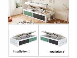 Cama infantil de madera con almacenaje - 90 x 200 cm - con almacenaje hidráulico y estante para escribir - madera -^Merax