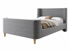 ModernLuxe Cama infantil de 90x200 cm acolchada en terciopelo (colchón no incluido) Gris New