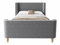 ModernLuxe Cama infantil de 90x200 cm acolchada en terciopelo (colchón no incluido) Gris New