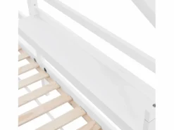 Cama infantil de 90x200 cm con somier de láminas, protección anticaídas y estantería, madera, color (sin colchón)^ Outlet