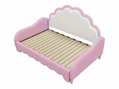 Cama infantil extraíble en símil piel - 140x200cm - con LED y mando a distancia - (colchón no incluido)^ModernLuxe