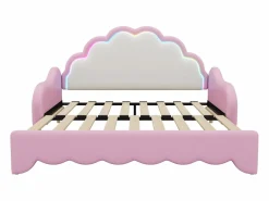 Cama infantil extraíble en símil piel - 140x200cm - con LED y mando a distancia - (colchón no incluido)^ModernLuxe