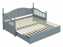 Cama infantil 90/180x190 cm, cama nido con 2 cajones, pino, cama multifuncional,^Hauss Spole New