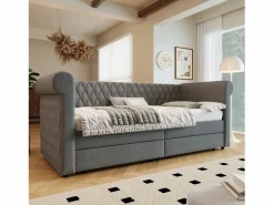 Hauss Spole Cama Diván|Cama infantil 90x200 cm con 2 cajones - Lino (sin colchón)