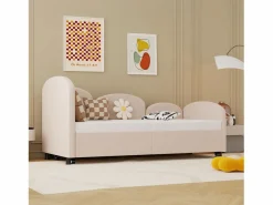 Hauss Spole Cama infantil 90x200 cm con cama nido de terciopelo, somier de láminas, sin colchón, claro Rosa Hot