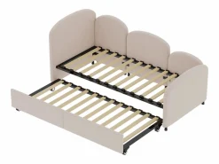 Hauss Spole Cama infantil 90x200 cm con cama nido de terciopelo, somier de láminas, sin colchón, claro Rosa Hot