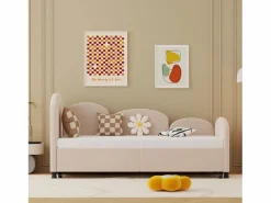 Hauss Spole Cama infantil 90x200 cm con cama nido de terciopelo, somier de láminas, sin colchón, claro Rosa Hot