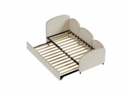 Cama infantil 90x200 cm con cama nido de terciopelo, somier de láminas, sin colchón,^Hauss Spole Outlet