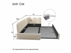 Hauss Spole Cama Diván|Cama Nido|Cama infantil 90x200 cm con cama nido 90x190 cm, tapizado en terciopelo , sin colchón