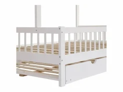 ModernLuxe Cama infantil 120x200 cm con cama nido 120x190 cm - en madera de pino y MDF - Blanco Hot