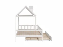 ModernLuxe Cama infantil 120x200 cm con cama nido 120x190 cm - en madera de pino y MDF - Blanco Hot