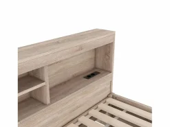 Cama infantil 90x200 cm con estantería, cama nido 90x190 cm, MDF natural, sin colchón^Hauss Spole Hot