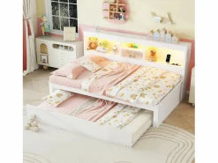 Hauss Spole Cama Nido|Cama infantil 90x200 cm con estantería, cama nido 90x190 cm, MDF , sin colchón