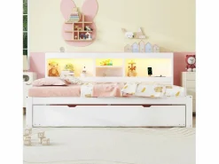 Hauss Spole Cama Nido|Cama infantil 90x200 cm con estantería, cama nido 90x190 cm, MDF , sin colchón