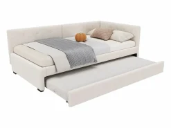 Hauss Spole Cama Nido|Cama infantil 90x200 cm con litera de 90x190 cm en terciopelo, sommier de tablas y sin colchón,