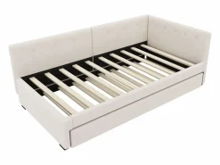 Hauss Spole Cama Nido|Cama infantil 90x200 cm con litera de 90x190 cm en terciopelo, sommier de tablas y sin colchón,
