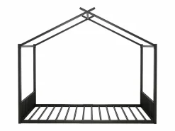 OKWISH Cama Montessori|Cama infantil 140x200 cm con somier de listones, estructura metálica, negra - sin colchón