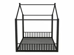 OKWISH Cama Montessori|Cama infantil 140x200 cm con somier de listones, estructura metálica, negra - sin colchón