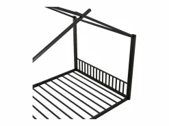 OKWISH Cama Montessori|Cama infantil 140x200 cm con somier de listones, estructura metálica, negra - sin colchón