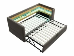 Hauss Spole Cama Nido|Cama infantil 90/180x190 cm en franela, cama nido tipo sofá con LED y USB, sin colchón