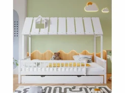 Cama Montessori|Cama infantil 120x200cm cama casa estilo juego función nido madera para habitación infantil (Sin colchón)
