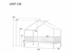 Cama infantil 90x200cm cama casita estilo moderno barreras de seguridad gran capacidad madera habitación (Sin colchón)^ Online