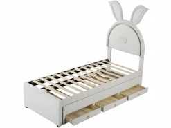 ModernLuxe Cama Nido|Cama infantil 90x200cm en terciopelo - cama nido con 3 cajones y luces LED de colores -