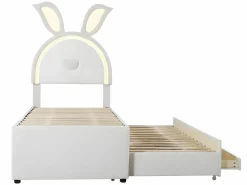 ModernLuxe Cama Nido|Cama infantil 90x200cm en terciopelo - cama nido con 3 cajones y luces LED de colores -
