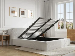 Cama king size con almacenaje de 180 x 200 cm en pana color - LIRABA de^Maison Céphy