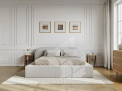 Maison Céphy Cama king size con canapé 180 x 200 cm en pana color + colchón - LIRABA by Crema Online