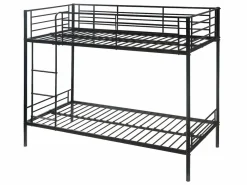 Vente-unique Cama litera 2 x 90 x 190 cm metal con somieres y colchón. DUOTIS II Negro Outlet