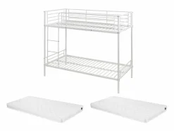 Vente-unique Cama Litera|Cama litera 2 x 90 x 190 cm metal con somieres y colchón. DUOTIS II
