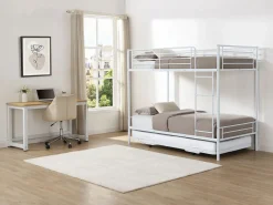 Vente-unique Cama literas 2 x 90 x 190 cm con somieres y cama nido - DUOTIS Blanco Outlet