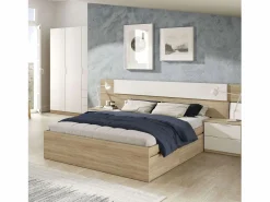 Cama matrimonio c/4 cajones inferior Color Roble Canadian 37x156x196 cm^ Hot