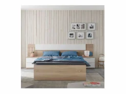 Cama matrimonio c/4 cajones inferior Color Roble Canadian 37x156x196 cm^ Hot