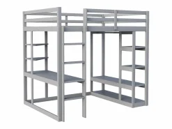 ModernLuxe Cama mezzanine infantil 140x200cm - con escalera - con mesa - con perchero simple - (sin colchón) Gris Online