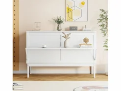 Cama Murphy de 140x200 cm, cama abatible vertical con somier de láminas, ideal para jóvenes - Blanca^ Outlet