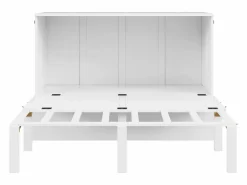 Cama Murphy de 140x200 cm, cama abatible vertical con somier de láminas, ideal para jóvenes - Blanca^ Outlet