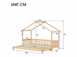 Cama nido - cama cabina para niños 90(180)x200cm en madera maciza - Natural^ModernLuxe