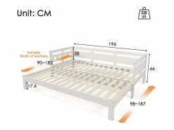 Cama nido 90 x 190 cm - madera maciza - estructura enrollable - estampado de corazones -^Merax Discount