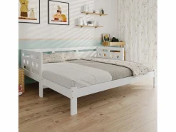 Cama nido 90 x 190 cm - madera maciza - estructura enrollable - estampado de corazones -^Merax Discount
