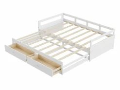 Cama nido 90 x 200 cm con 2 cajones - Madera de pino - somier de láminas -^Merax Online