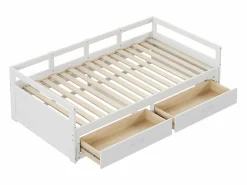 Cama nido 90 x 200 cm con 2 cajones - Madera de pino - somier de láminas -^Merax Online