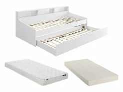 Vente-unique cama nido 90 x 200 cm con almacenamiento + colchón - LUNOVICA Blanco Sale