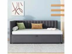 Merax Cama Nido|Cama nido 90/180 x 200 cm en forma de L, Sofá cama - Terciopelo - Somier de láminas - (sin colchón)