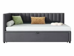 Merax Cama Nido|Cama nido 90/180 x 200 cm en forma de L, Sofá cama - Terciopelo - Somier de láminas - (sin colchón)
