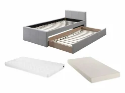 Vente-unique Cama Nido|Cama nido 90 x 190 cm tela + colchón - DORITALO
