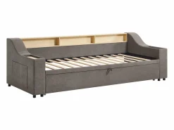 Cama nido 2 x 80 x 200 cm con almacenamiento y puerto USB en tela - ORAVAYA^Vente-unique Sale